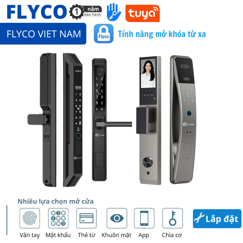 [Nhận lắp đặt] 2026 Flyco Khóa Thông Minh Vân Tay Khoá Cửa Gỗ,Nhôm Kính ...