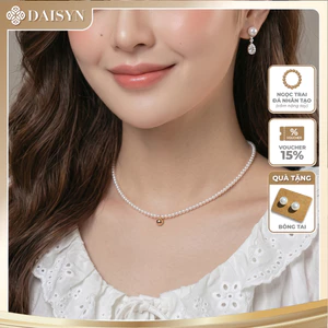 N507 Choker , dây chuyền mang áo dài, dây chuyền vòng cổ hạt Ngọc hạt trai và hạt mạ vàng 18k xinh xắn