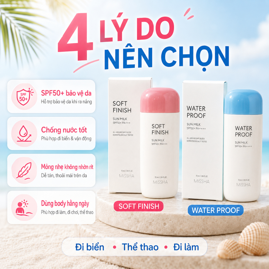 Kem Chống Nắng Body SPF50+ 70ml | Soft Finish Mỏng Nhẹ / Water Proof Chống Nước | Đi Biển, Thể Thao