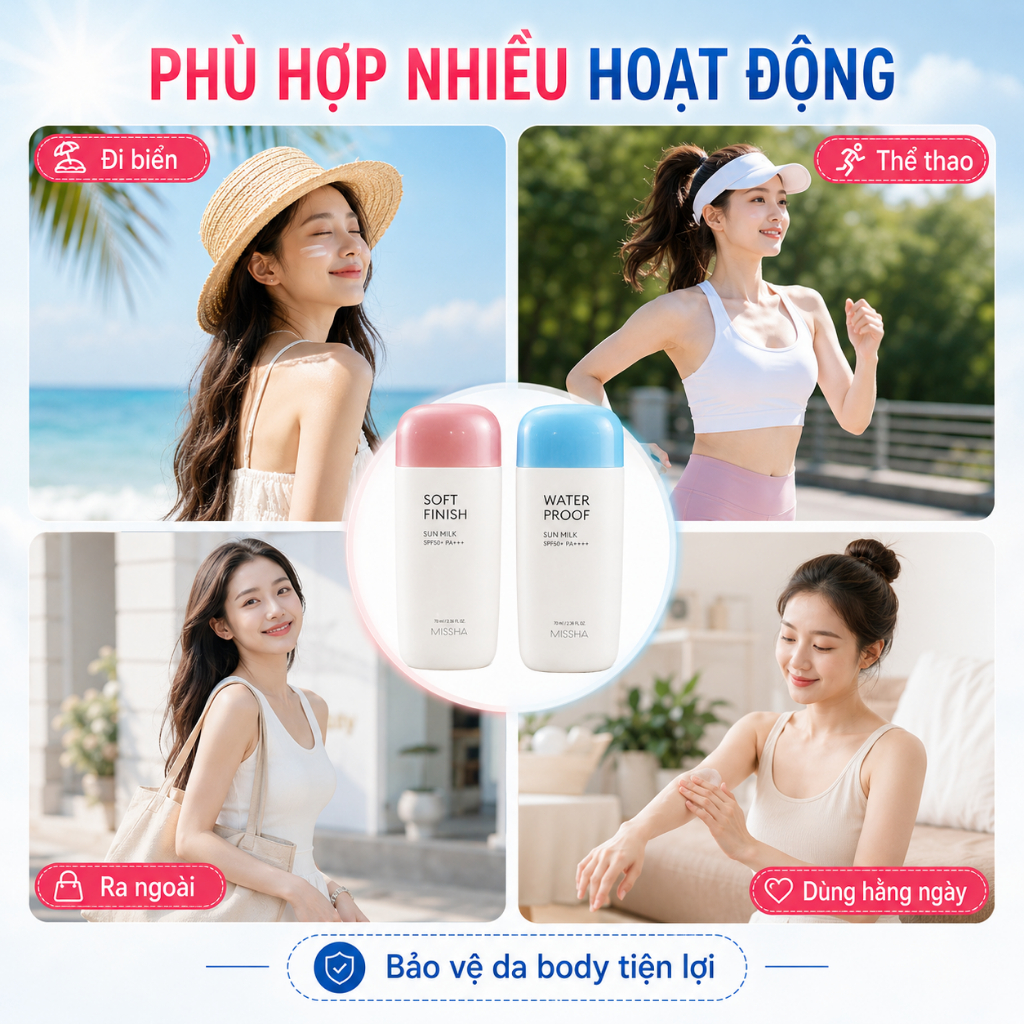 Kem Chống Nắng Body SPF50+ 70ml | Soft Finish Mỏng Nhẹ / Water Proof Chống Nước | Đi Biển, Thể Thao