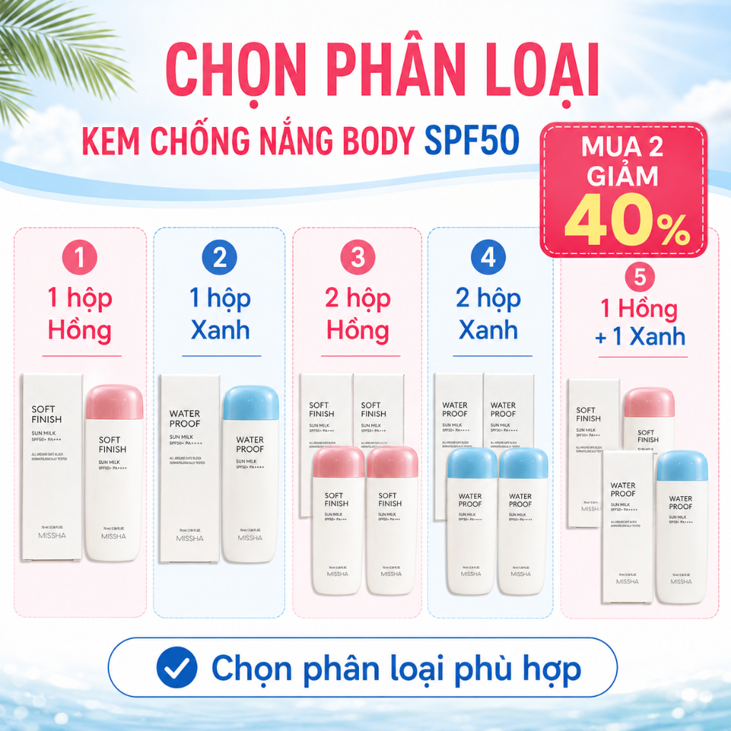 Kem Chống Nắng Body SPF50+ 70ml | Soft Finish Mỏng Nhẹ / Water Proof Chống Nước | Đi Biển, Thể Thao