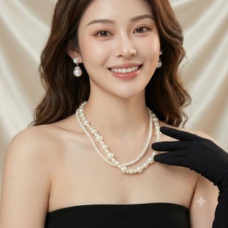 [NgocDaisy] N385 vòng cổ hạt Trai, dây chuyền hạt ngọc trai nhân tạo đá choker 2 dây kiểu dáng xinh xắn cho nữ