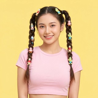 Set 10 Kẹp Tóc Mini Hình Cá Bikini Bottom Cute | Kẹp Mái Tóc Con Chống Xù | Phụ Kiện Tóc Hoạt Hình Dễ Thương Cho Nữ, Học