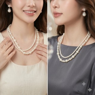[NgocDaisy] N385 vòng cổ hạt Trai, dây chuyền hạt ngọc trai nhân tạo đá choker 2 dây kiểu dáng xinh xắn cho nữ