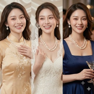 [NgocDaisy] N385 vòng cổ hạt Trai, dây chuyền hạt ngọc trai nhân tạo đá choker 2 dây kiểu dáng xinh xắn cho nữ