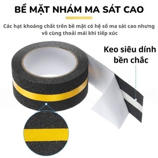Băng Dính Chống Trơn Cầu Thang 5cm x 5m - Băng Keo Chống Trượt Phản Quang Siêu Dính An Toàn