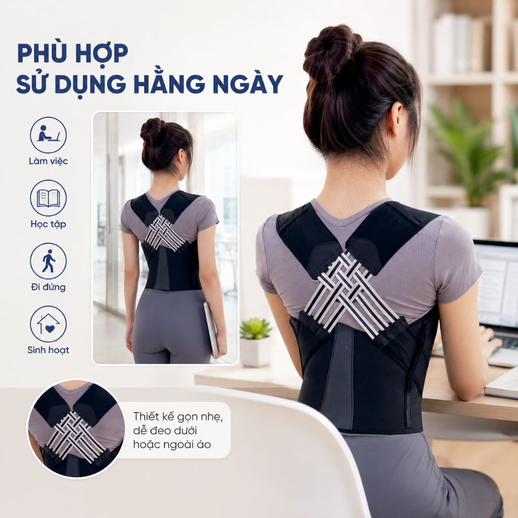 Đai Chỉnh Tư Thế Chống Gù Lưng Nam Nữ | Dây Điều Chỉnh, Thoáng Khí, Dễ Đeo | Size M-L-XL