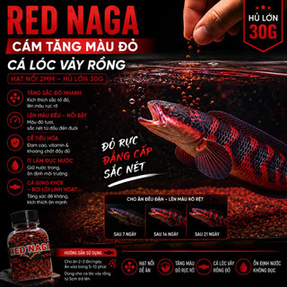 Cám RED NAGA hạt nổi 2mm bổ sung sắc tố màu đỏ tươi cho cá đậm màu theo công thức indo