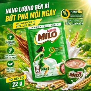 [ Combo 2 ] gói MILO 22g – Hương vị cacao, sữa và lúa mạch thơm ngon, dễ pha, thích hợp dùng cho bữa sáng hoặc bữa phụ.