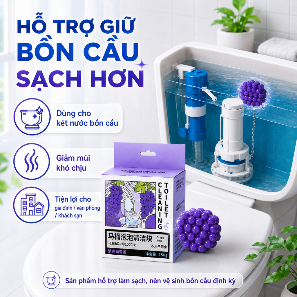 Viên Thả Két Nước Bồn Cầu 150g | Hỗ Trợ Làm Sạch, Giảm Mùi | 4 Hương Lựa Chọn