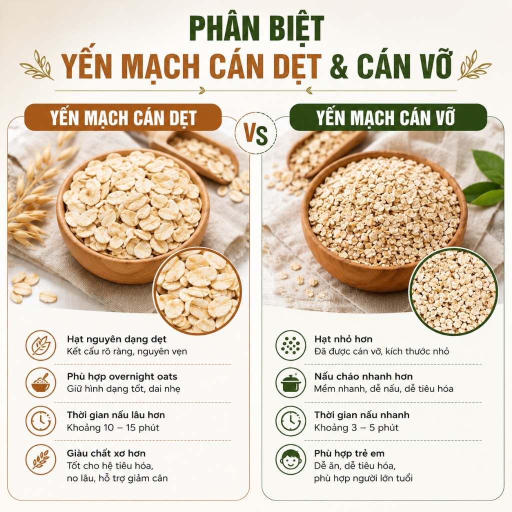 Yến Mạch 1kg Oats & Seeds Việt - Cán Dẹt/Cán Vỡ, Túi Zip 1kg, Ngũ Cốc Dinh Dưỡng
