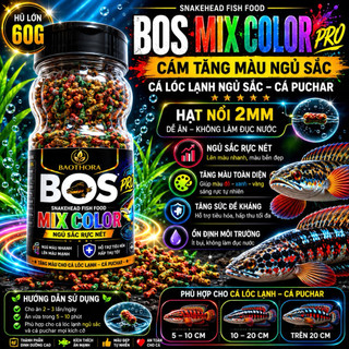 Cám BOS Pro  tăng màu Xanh - Đỏ - Vàng Cá Lóc cảnh  Hỗ Trợ Tăng Màu vượt trội