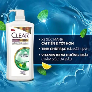Dầu Gội Sạch Gàu CLEAR Mát Lạnh Bạc Hà Nuôi Dưỡng Da Đầu Cải Tiến Mới - 630g (Chai Có Vòi)