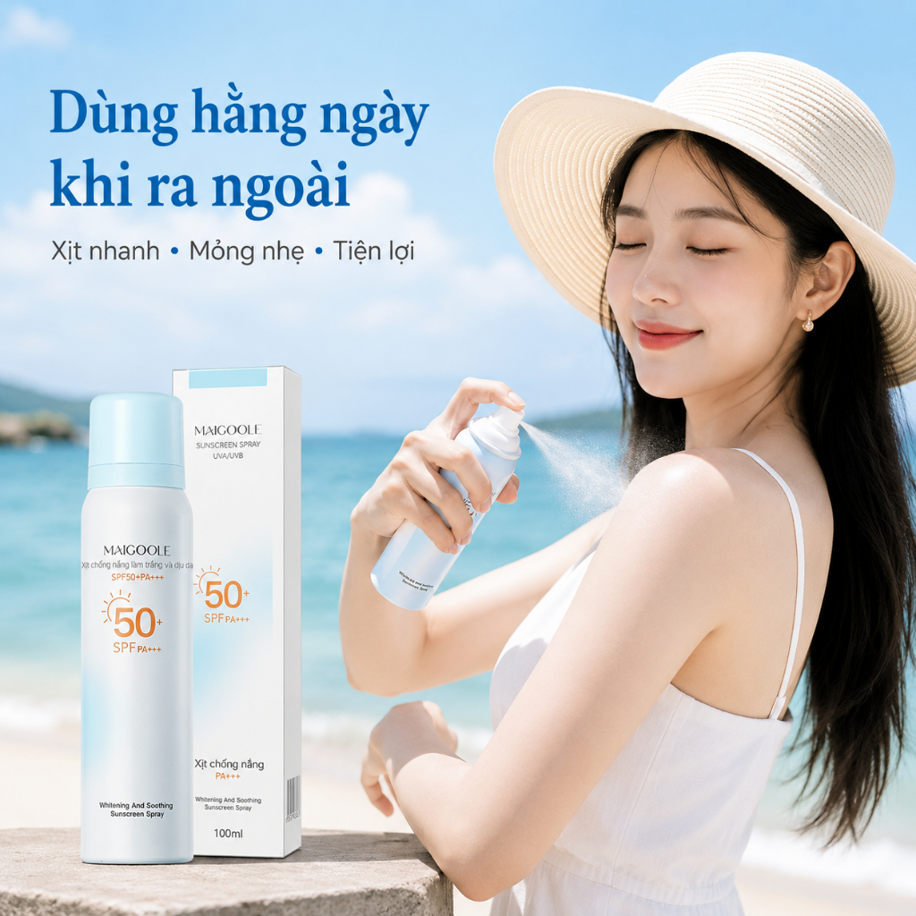 Xịt Chống Nắng Body SPF50+ PA++++ 100ml | Dạng Xịt Mỏng Nhẹ, Dễ Sử Dụng Khi Ra Ngoài
