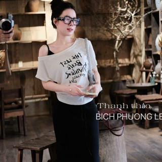 QCL1 2658 Áo thun giấy chữ lệch vai nhún eo siêu mỏng mát,siêu hot(Freesize)