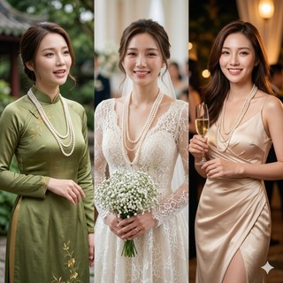 [ DAISYN ] N708 dây chuyền hạt trai 3 sợi, Dây Chuyền Ngọc Trai Nhân Tạo Cao Cấp sang trọng