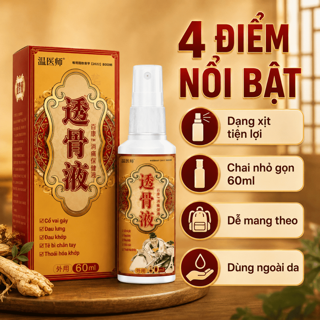 Xịt Thảo Dược Dùng Ngoài 60ml | Dạng Phun Tiện Lợi Cho Vùng Vai, Lưng, Tay Chân