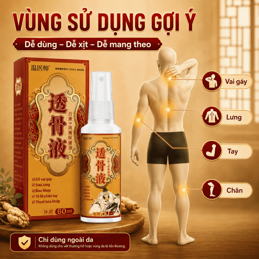 Xịt Thảo Dược Dùng Ngoài 60ml | Dạng Phun Tiện Lợi Cho Vùng Vai, Lưng, Tay Chân
