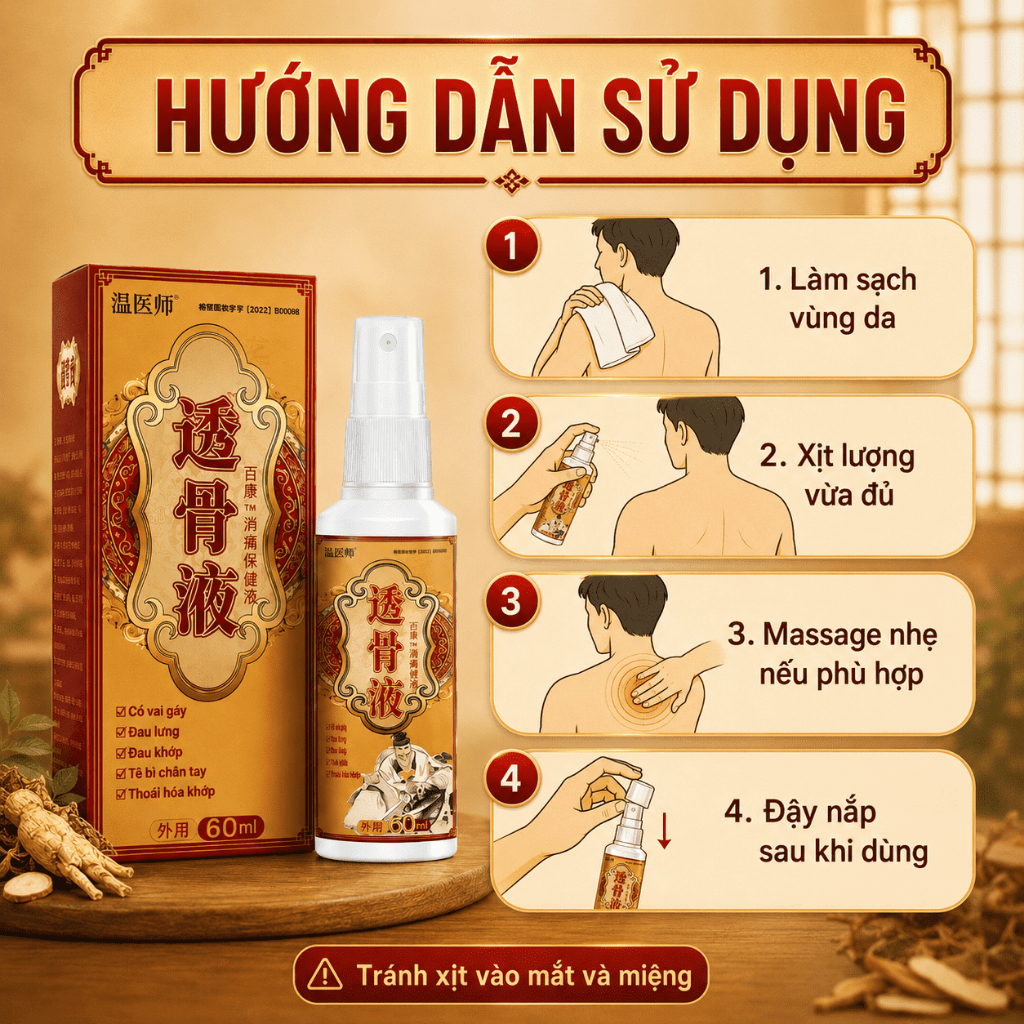 Xịt Thảo Dược Dùng Ngoài 60ml | Dạng Phun Tiện Lợi Cho Vùng Vai, Lưng, Tay Chân
