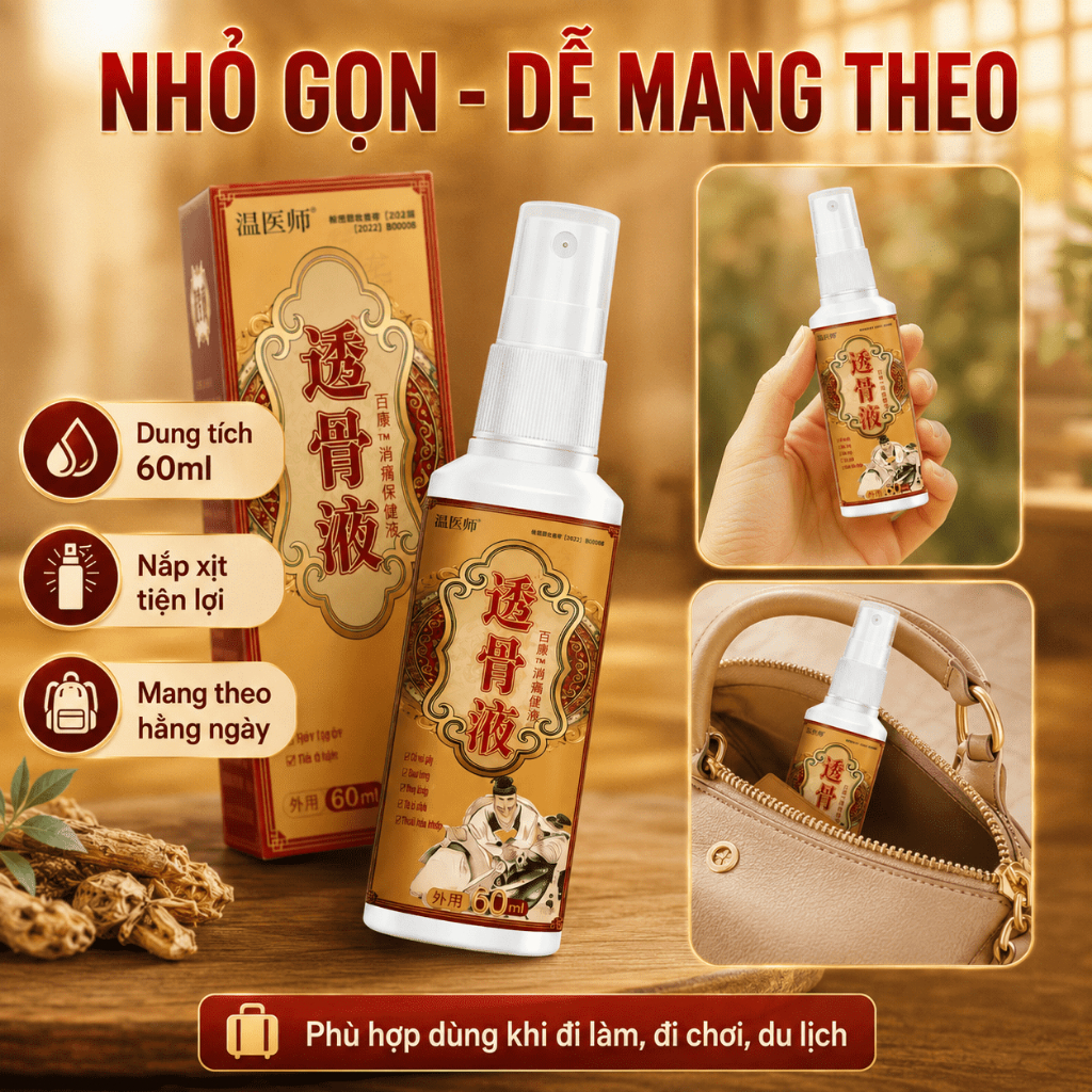 Xịt Thảo Dược Dùng Ngoài 60ml | Dạng Phun Tiện Lợi Cho Vùng Vai, Lưng, Tay Chân