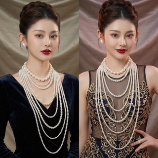 [ DAISYN ] N535 dây chuyền mang áo dài , dây chuyền cưới dâu chuyền hạt Ngọc hạt trai 8 sợi sang trọng cho nữ