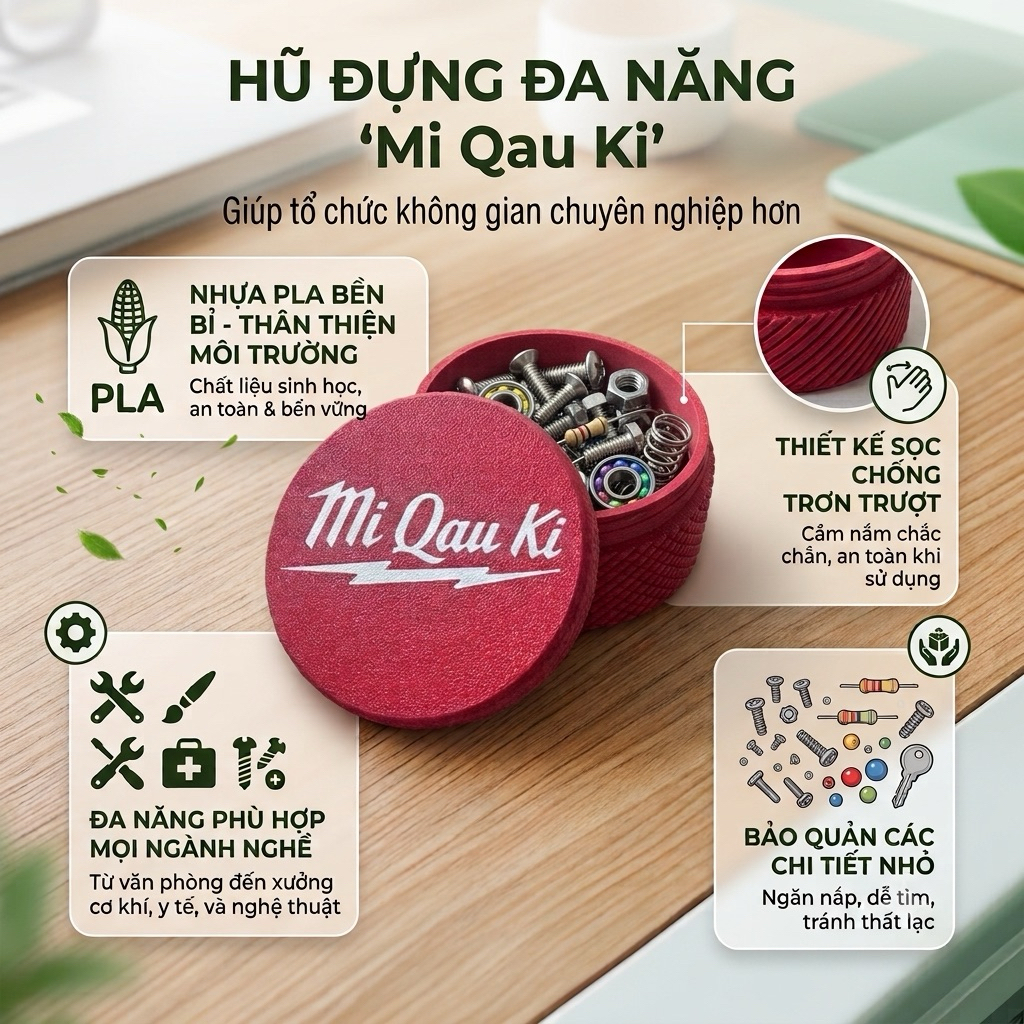 Milwaukee Hộp Đựng Ốc Vít PLA Cứng Cáp 40x40mm - Bền Bỉ - Dành Cho AE Điện Lạnh & Mọi Ngành Nghề - Mê Hàng Nhật -