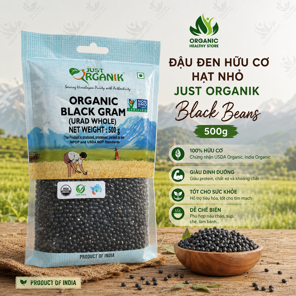 Đậu Đen Hữu Cơ Hạt Nhỏ Just Organik Black Beans 500g