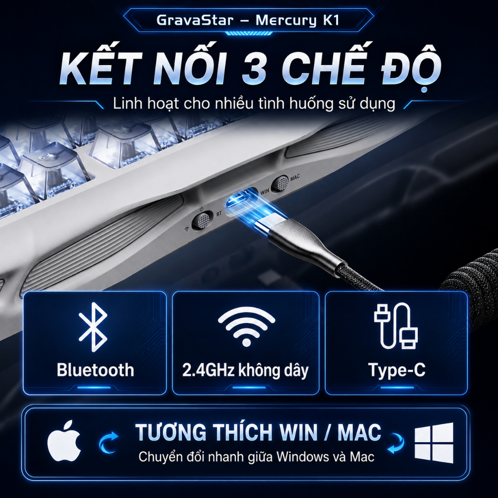 Bàn phím cơ Gravastar Mercury K1 Pro Bảo hành 12 tháng | BigBuy360 - bigbuy360.vn