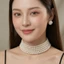 N716 choker dây chuyền ngọc trai nhân tạo 6mm, dây chuyền áo dài , dây chuyền cưới 5 sợi sang trọng cho nữ