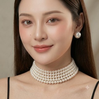 [ DAISYN ] N716 choker dây chuyền ngọc trai nhân tạo 6mm, dây chuyền áo dài , dây chuyền cưới 5 sợi sang trọng cho nữ