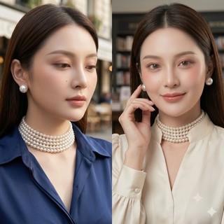 [ DAISYN ] N716 choker dây chuyền ngọc trai nhân tạo 6mm, dây chuyền áo dài , dây chuyền cưới 5 sợi sang trọng cho nữ