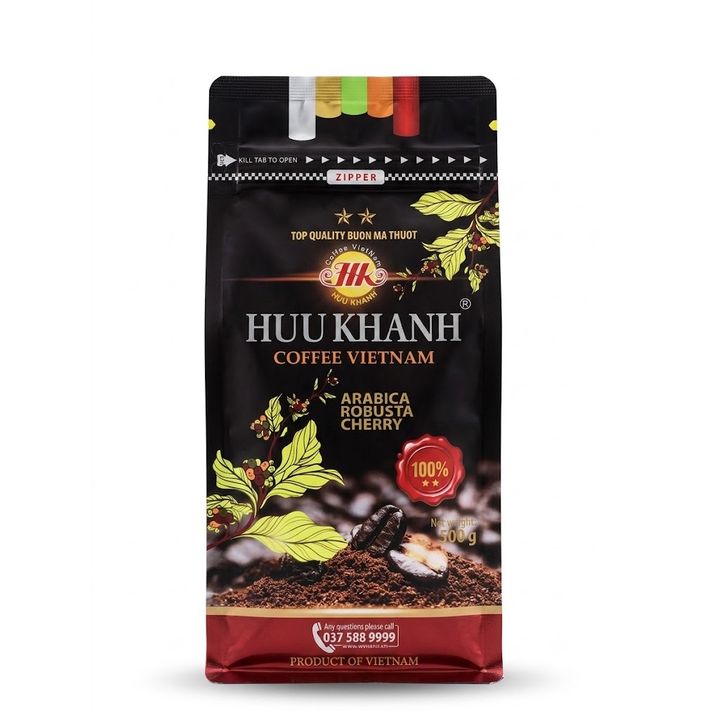 [HỮU KHÁNH] Cà Phê Bột Rang Xay Hữu Khánh Thơm Ngon Đậm Đà (Túi 500g) - Phân Loại 2 Sao Chuẩn Vị Gu Việt