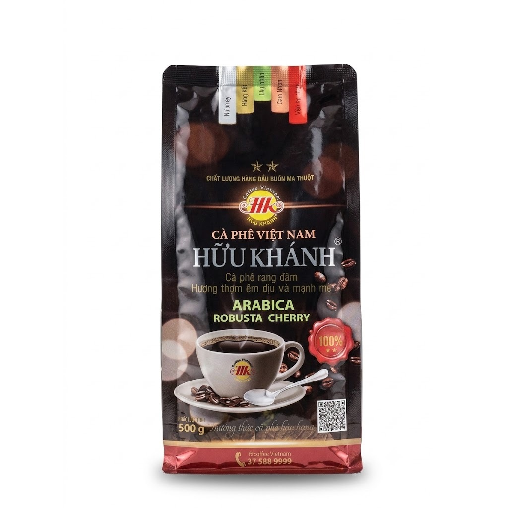[HỮU KHÁNH] Cà Phê Bột Rang Xay Hữu Khánh Thơm Ngon Đậm Đà (Túi 500g) - Phân Loại 2 Sao Chuẩn Vị Gu Việt
