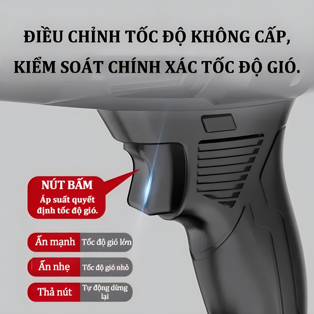 Máy Thổi Phản Lực Không Dây Công Suất Lớn 1050W, Máy Thổi Bụi Cầm Tay Động Cơ Lõi Đồng Thổi Bụi Lá Cây Cực Nhanh