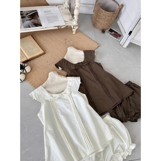 Set Bộ Nữ Babydoll Cổ Sen Chạy Ly Dọc, Bộ Áo Sát Nách Dáng Xoè Phối Quần Đùi Bí Nhún Bèo