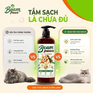 Sữa Tắm Serum Chó Mèo Beam Paws 470ml. Sữa tắm thú cưng Dưỡng Da Mềm Lông, Dầu Dừa & Vitamin B5