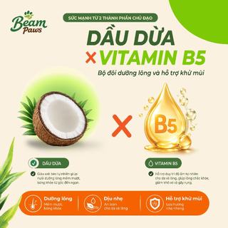 Sữa Tắm Serum Chó Mèo Beam Paws 470ml. Sữa tắm thú cưng Dưỡng Da Mềm Lông, Dầu Dừa & Vitamin B5
