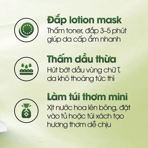 Set 30 Miếng Bông tẩy trang Miju mềm mịn, Không xơ bông, dập viền chắc chắn