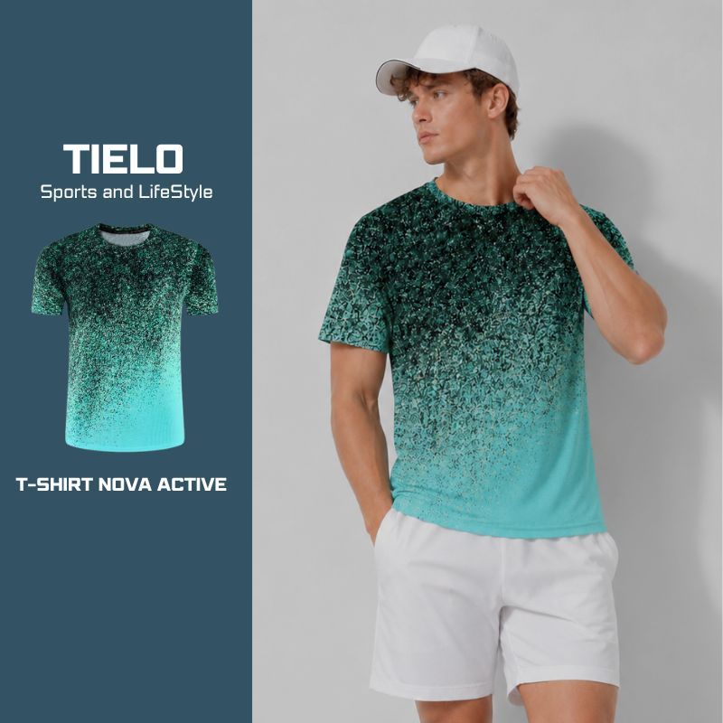 T shirt NOVA ACTIVE TIELO – Áo thể thao nam , form RelaxFit,  co giãn , thoáng khí , chạy bộ , gym , pickleball