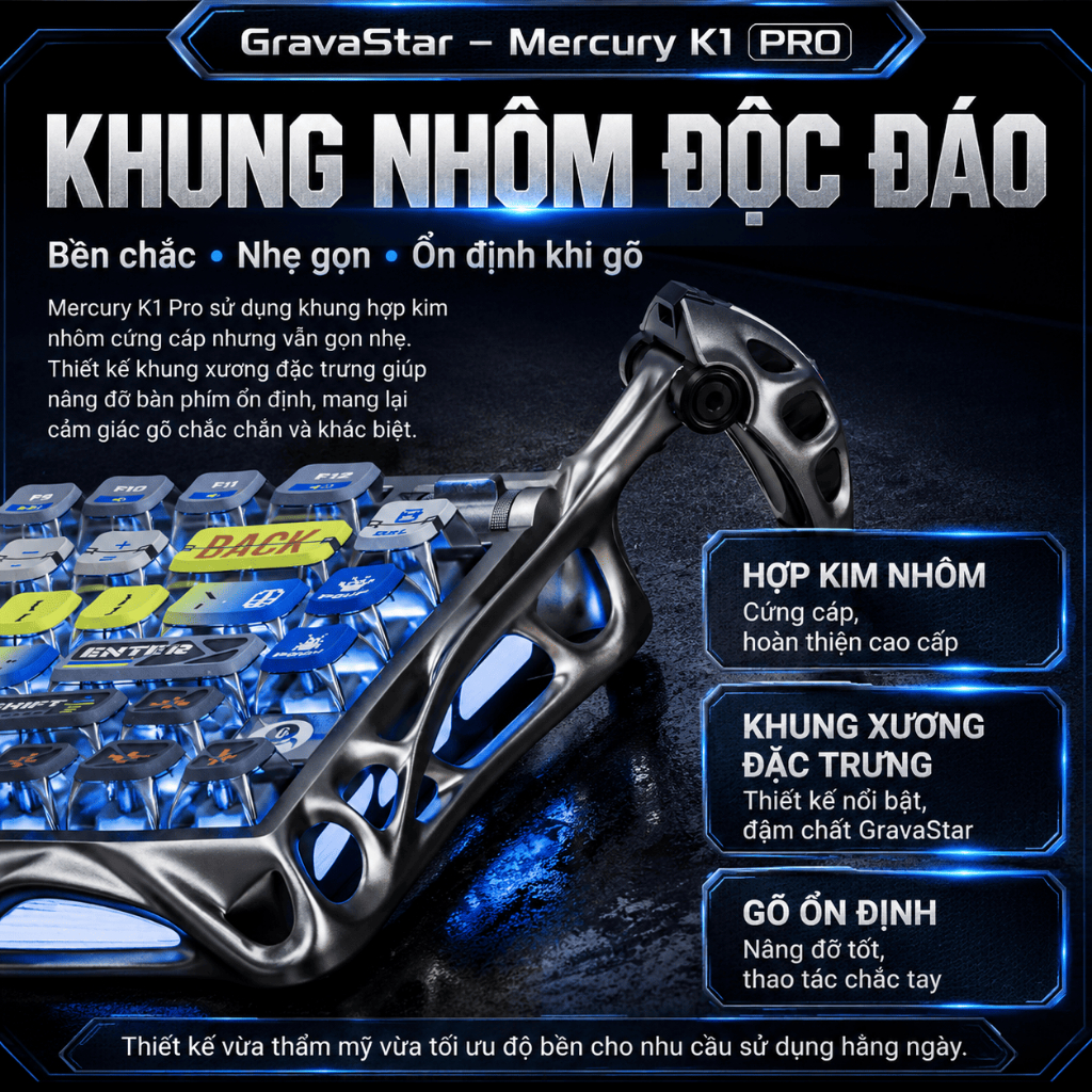 Bàn phím cơ Gravastar Mercury K1 Pro Bảo hành 12 tháng | BigBuy360 - bigbuy360.vn