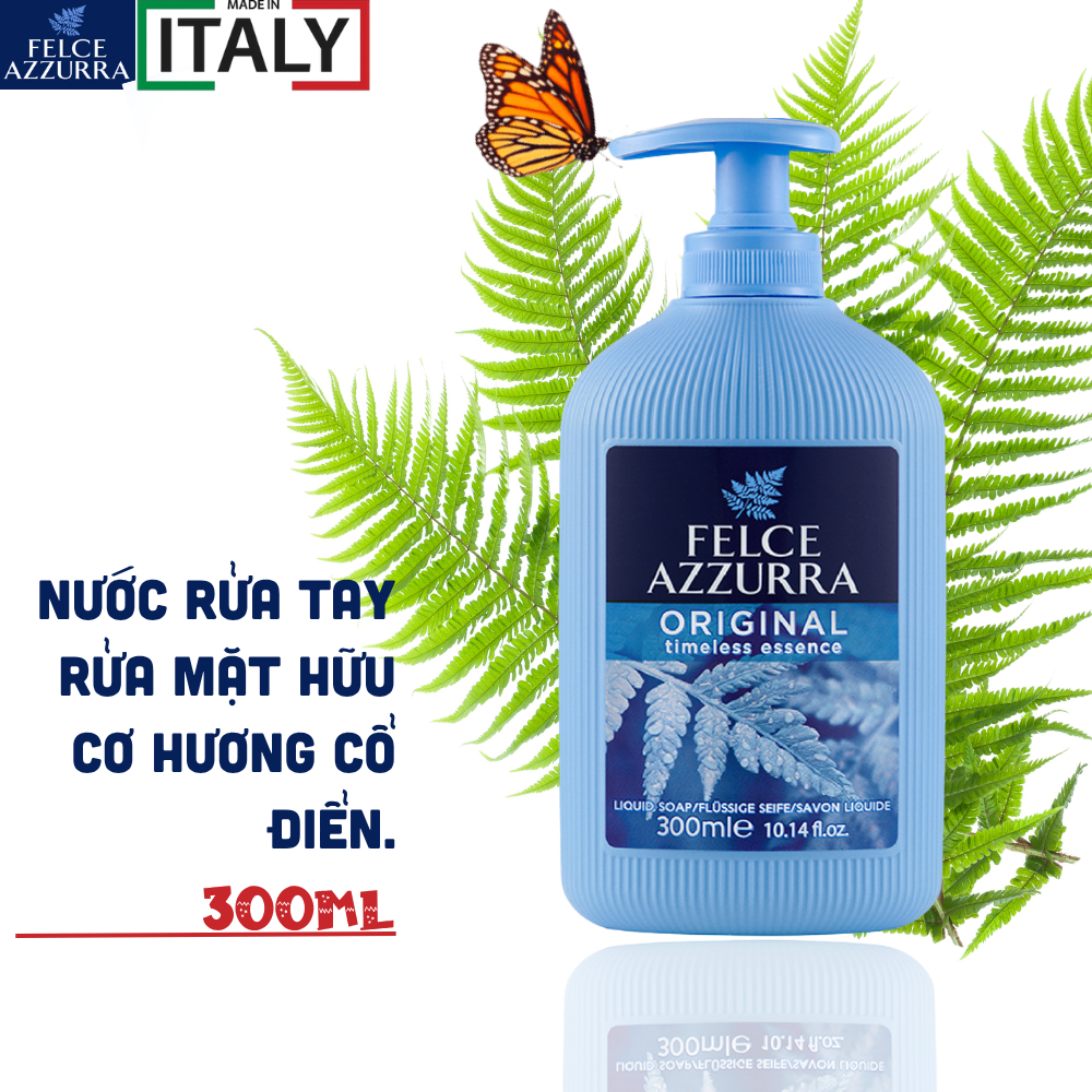 Sữa rửa tay diệt khuẩn, hữu cơ hương nước hoa Felce Azzurra Date 2029 - 300ml - NK Ý
