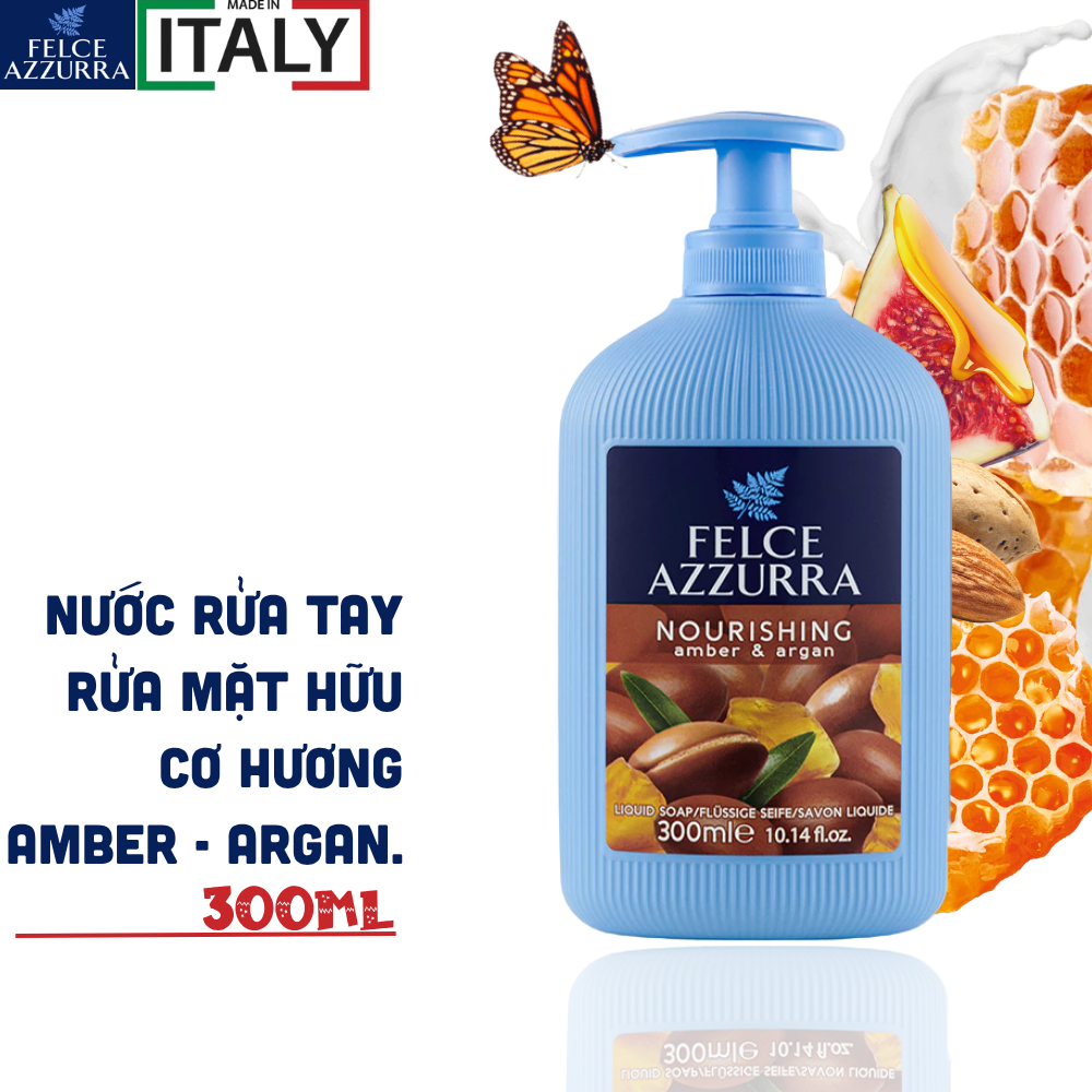 Sữa rửa tay diệt khuẩn, hữu cơ hương nước hoa Felce Azzurra Date 2029 - 300ml - NK Ý