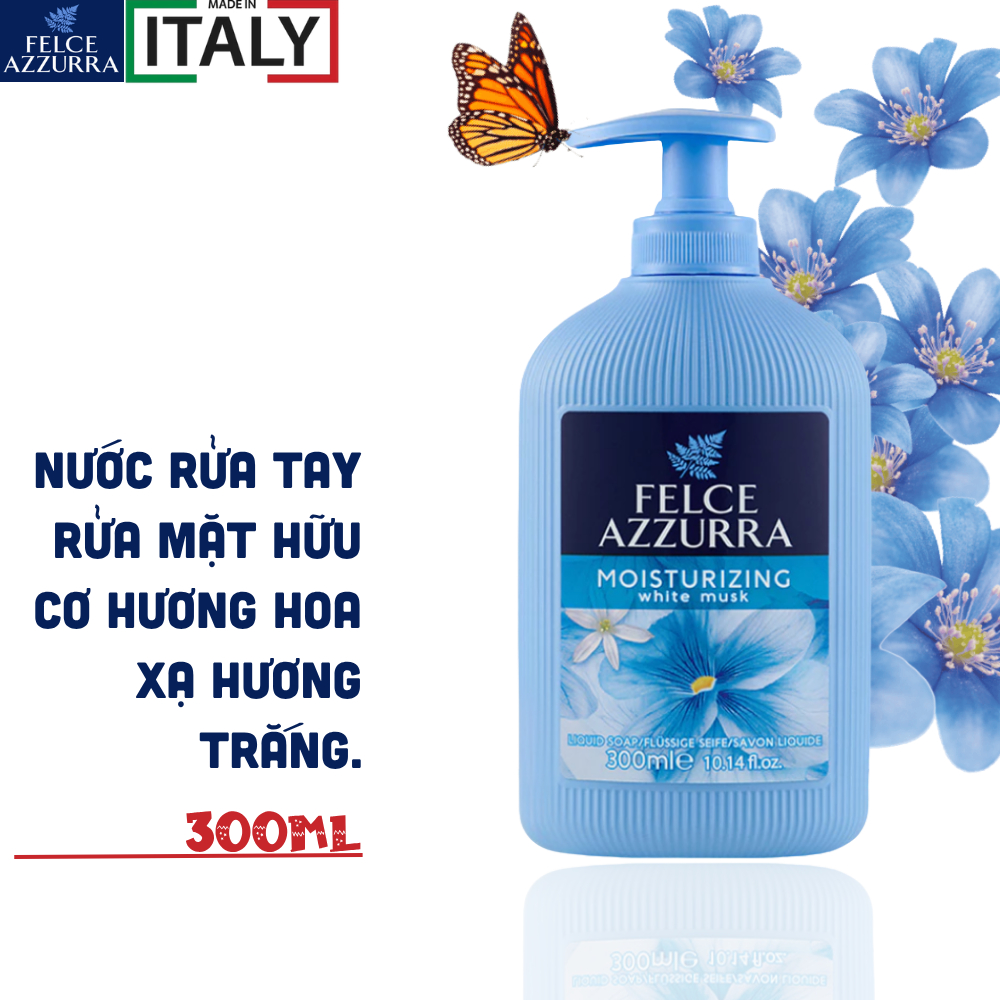 Sữa rửa tay diệt khuẩn, hữu cơ hương nước hoa Felce Azzurra Date 2029 - 300ml - NK Ý