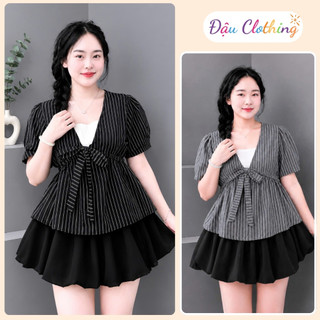 Set Áo Váy Bigsize Nữ Áo Babydoll Dang Peplum Xòe Phối Chân Váy Bí Dễ Thương A360+CV413