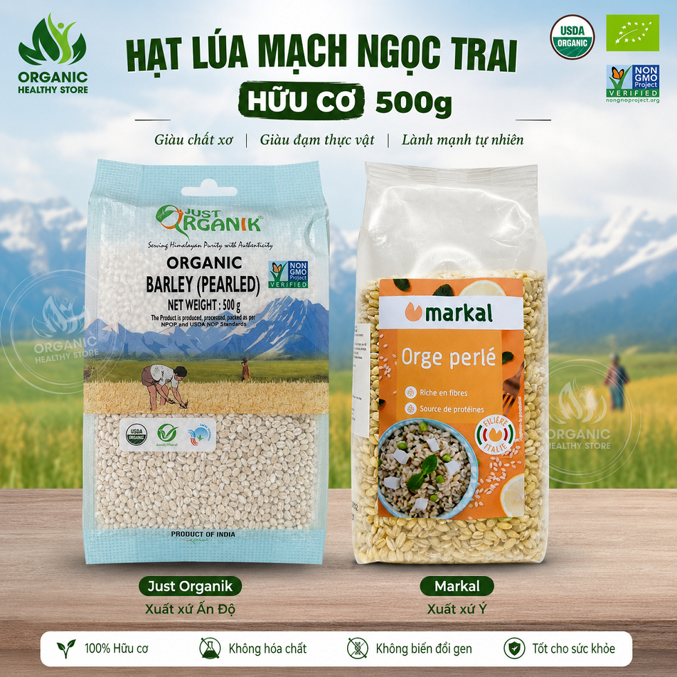 Hạt lúa mạch ngọc trai hữu cơ Markal/ Just Organik 500g