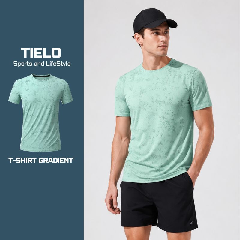 T shirt Gradient TIELO – Áo thể thao nam , co giãn , nhẹ , thoáng khí , chạy bộ , gym
