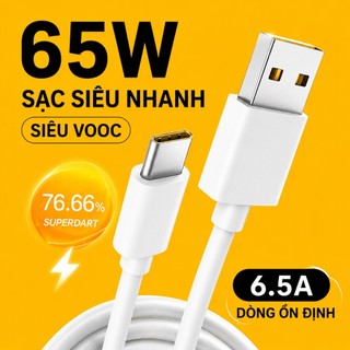 Cáp sạc SuperVOOC 65W dành cho OPPO Reno7, Reno8, Reno9, 10, 11, 12 Pro, Find X5 X6, X7, X8 Pro