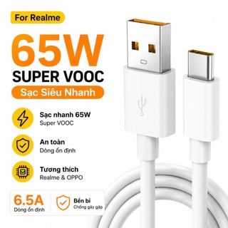 Cáp sạc siêu nhanh, Áp dụng cho Oppo/Realme, Bộ sạc 6.5A, Tương thích với Oppo/Realme Type C, Vooc Supervooc 65W và 50W