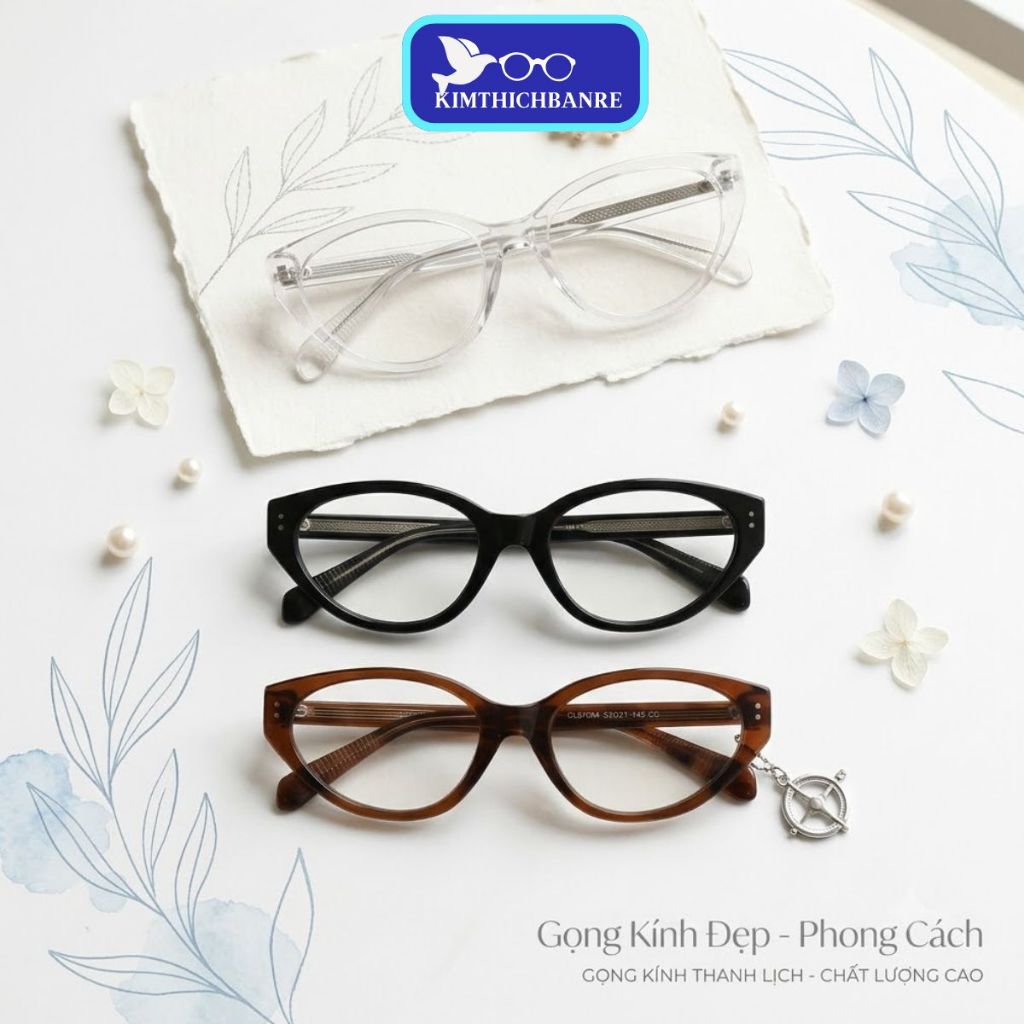 Kính mắt mèo phong cách Âu Mỹ chống ánh sáng xanh gọng cao cấp sành điệu