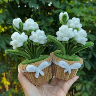 [HANDMADE] Chậu Hoa Nhài Kẽm Nhung Mini – Quà Tặng Thủ Công Dễ Thương Trang Trí Bàn Làm Việc